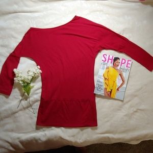 Long sleeve off shoulder sexy red blouse